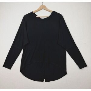 Matilda Jane Women's Long Sleeve Tunic Top Size M Open Draped Back Stretch Black